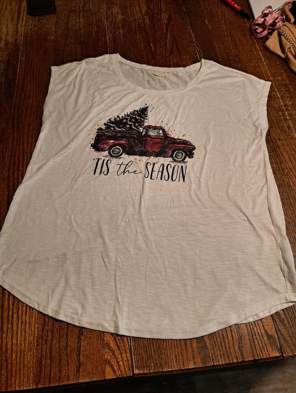 Maurices Tis The Season Red Truck Christmas Graphic Holiday Top Tshirt Tee  XL